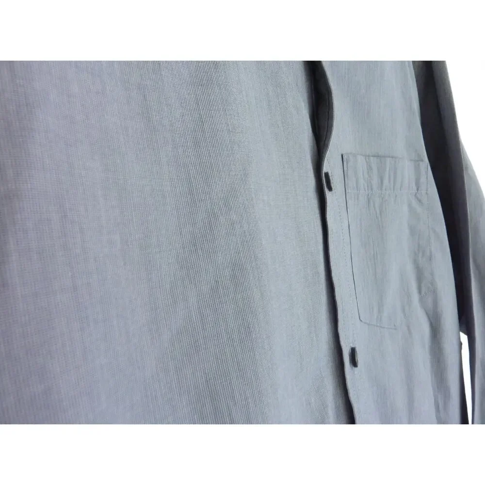 Womens Banana Republic Shirt Button Down Grey Striped L Long Sleeve Cotton
